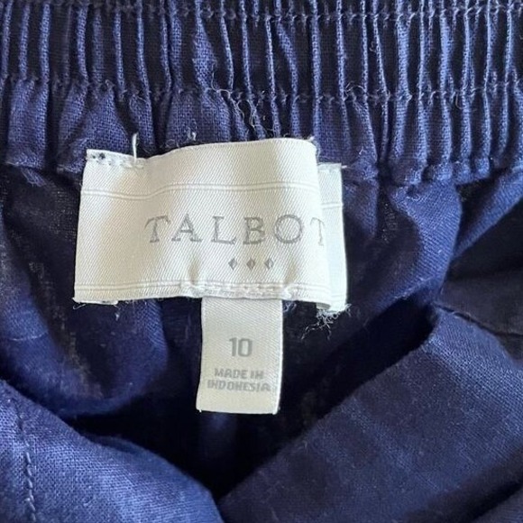 Talbots Navy Blue Linen Cotton Blend Elastic Back Crop Pants Size 10 (K446) - Picture 5 of 6